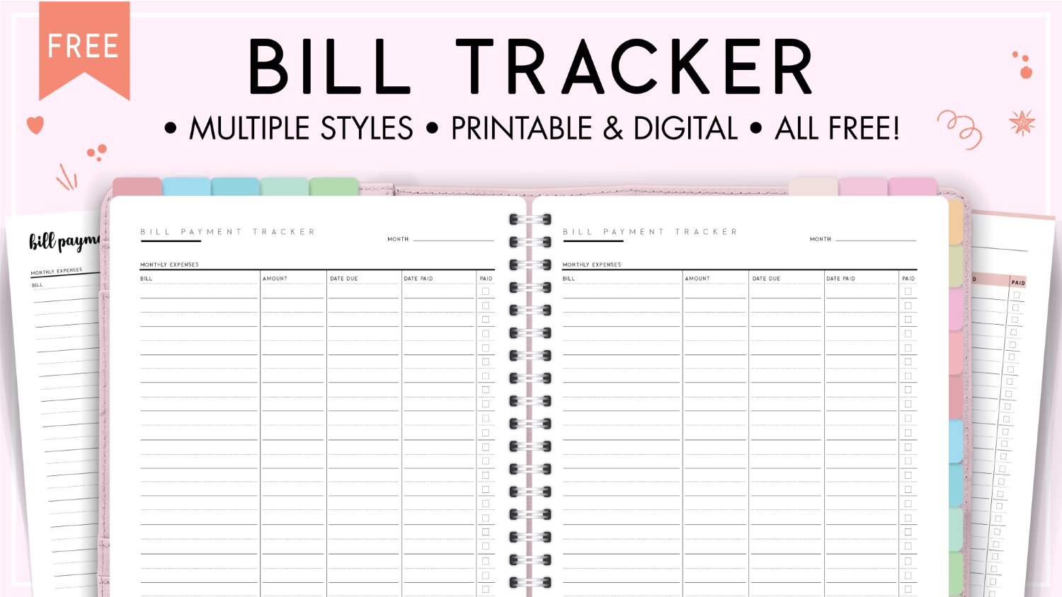 Pdf Free Printable Bill Tracker Printable Templates