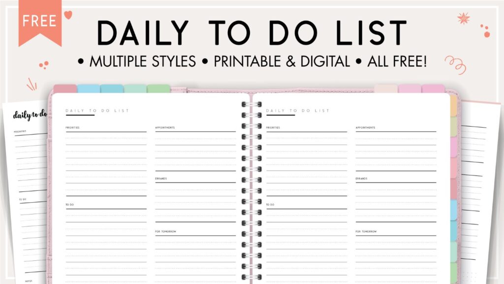 Printable daily to do list