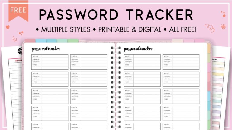 Free Printable Password Tracker - World of Printables