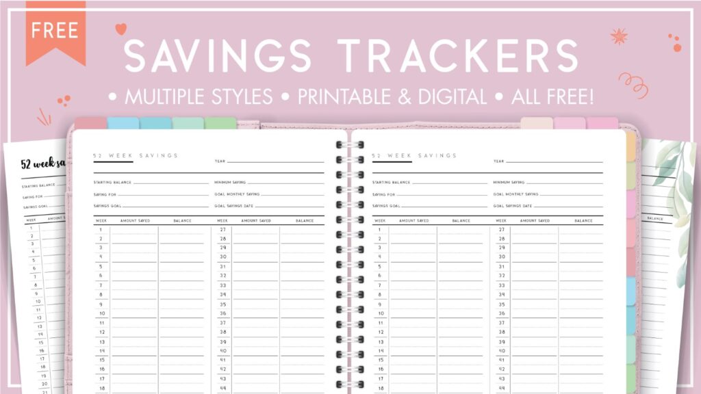 Printable savings tracker