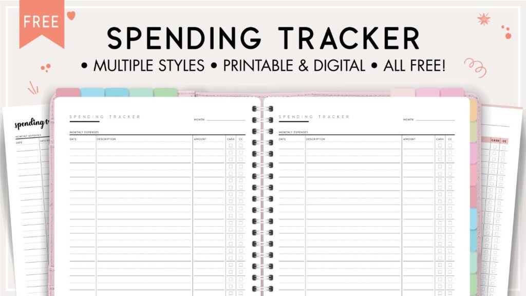 Printable spending tracker