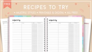 Recipes To Try Template - Keep track of those perfect recipes you find