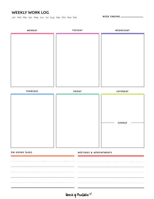 Work Log - 10+ Best Daily & Weekly Templates - World of Printables