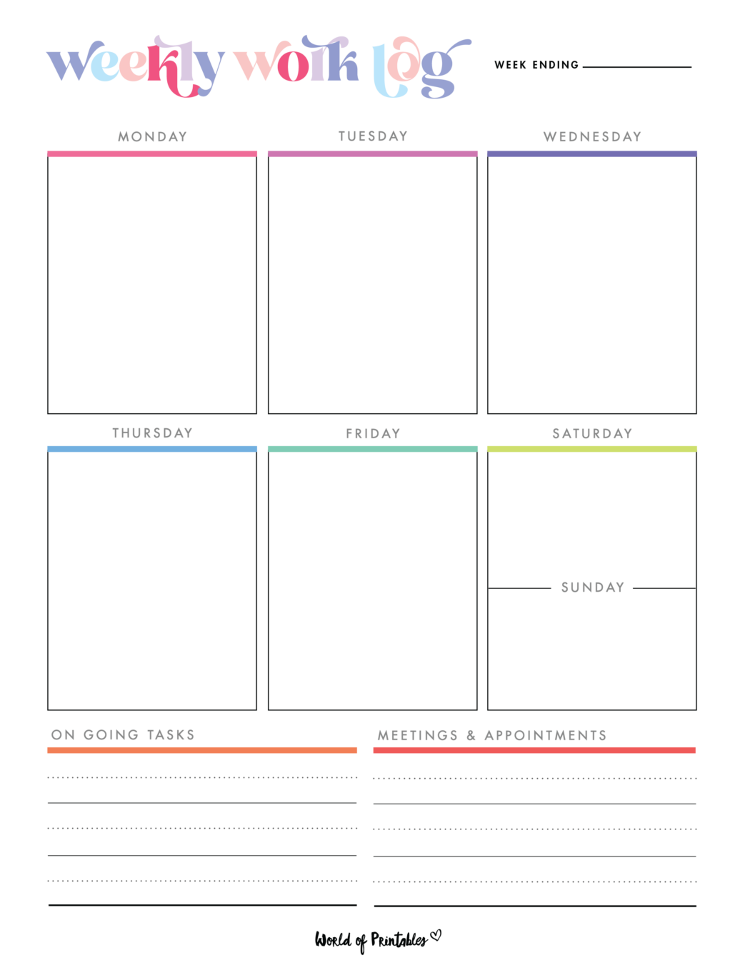 Work Log - 10+ Best Daily & Weekly Templates - World of Printables