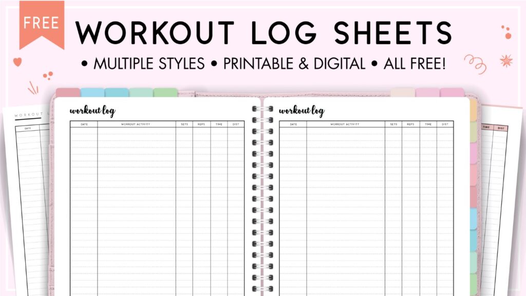 Workout log sheets