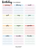 Birthday Calendars - World of Printables
