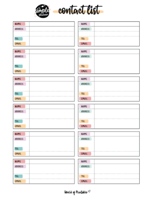 Contact List Templates - 12 Of The Best Styles - World of Printables