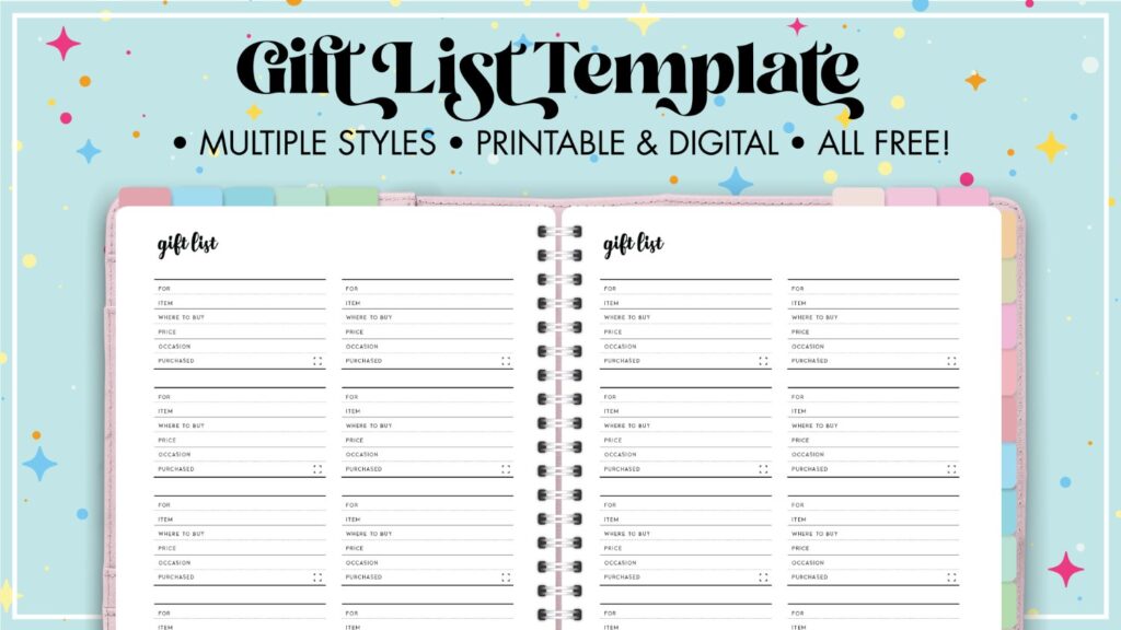 gift list template