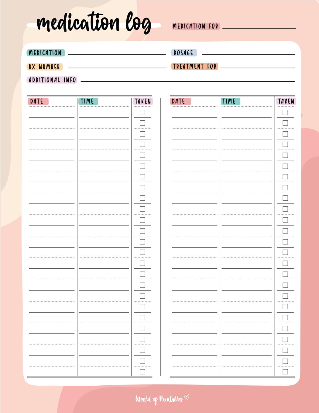 Medication Log - 8 of the Best Templates - World of Printables