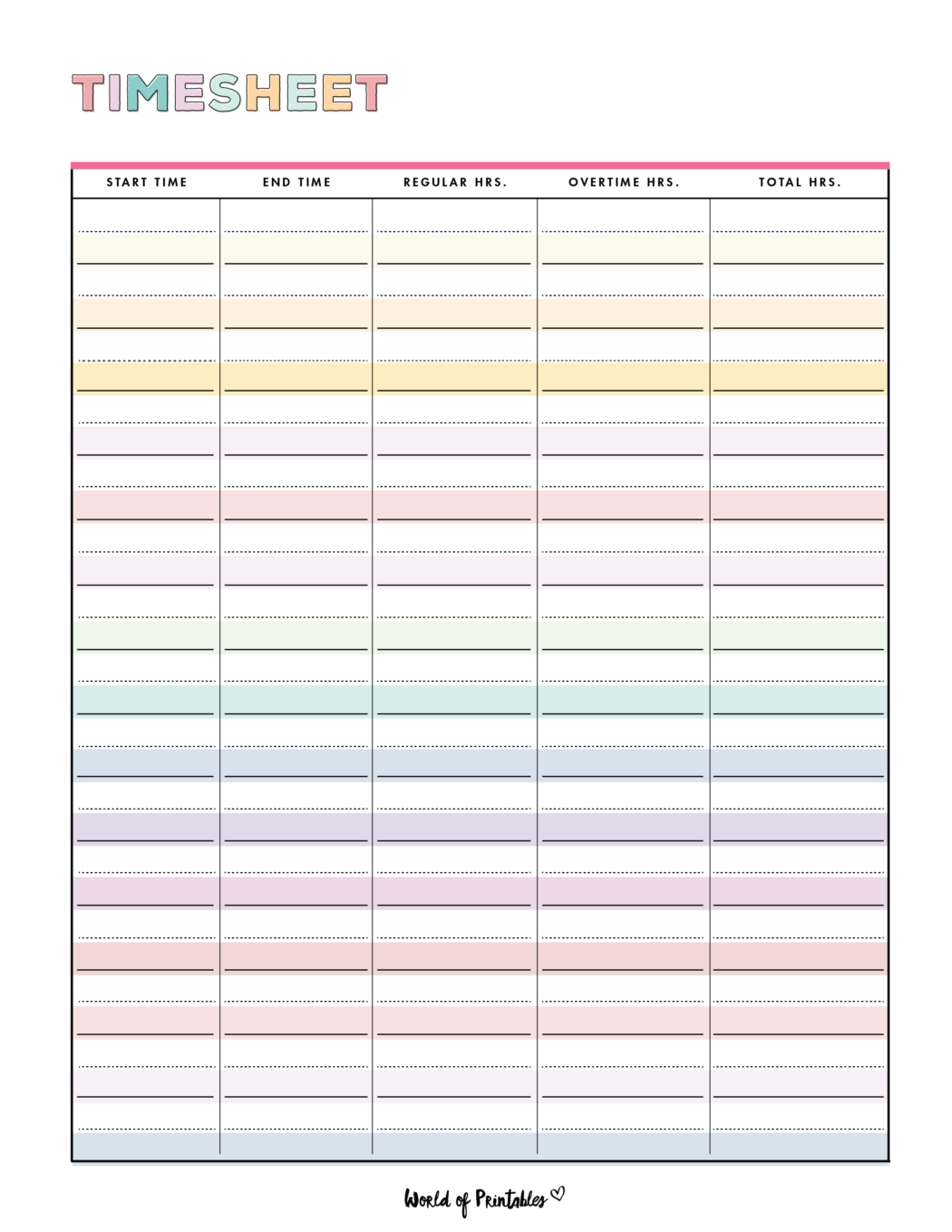 Timesheet Templates - World of Printables