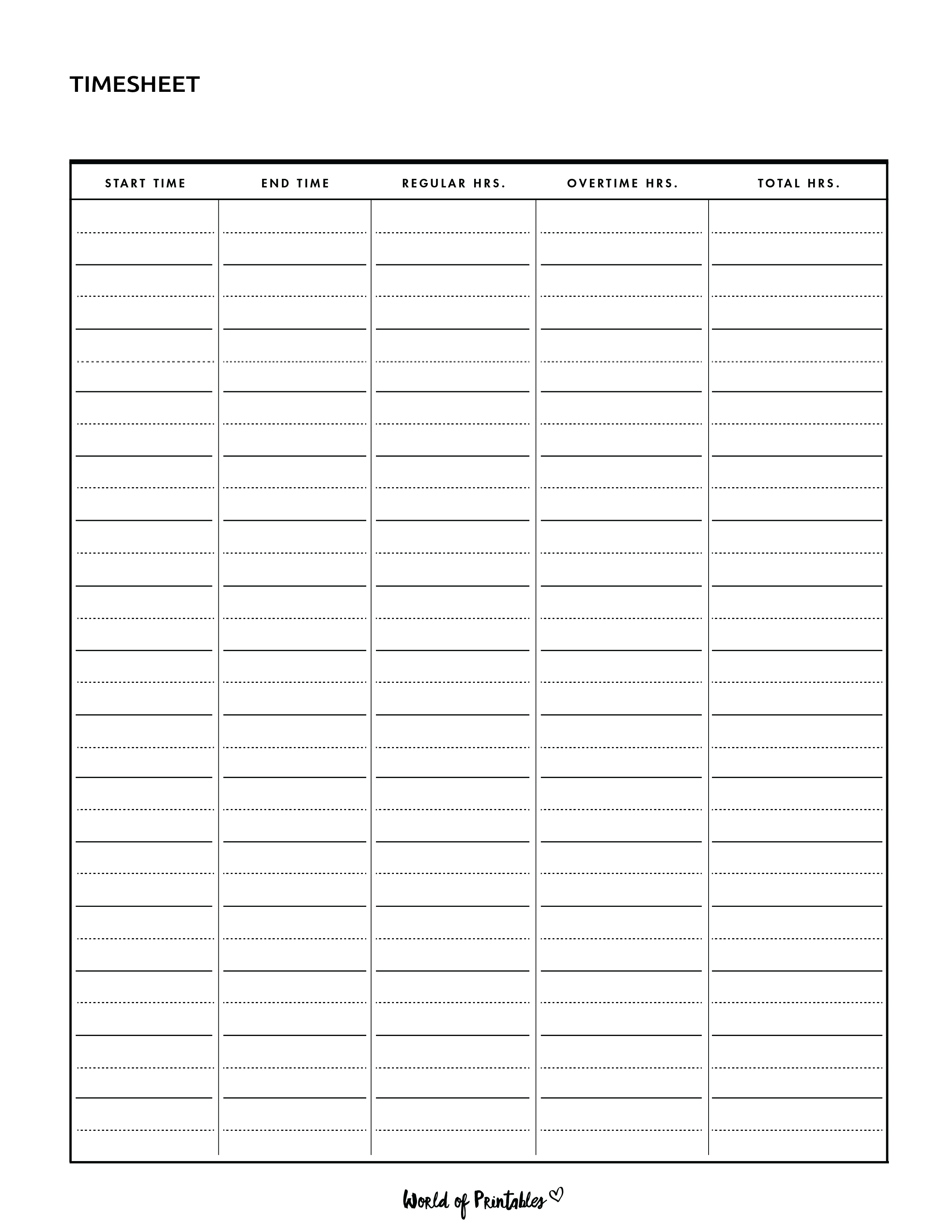 Timesheet Templates World Of Printables