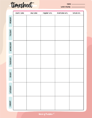 Timesheet Templates - World of Printables