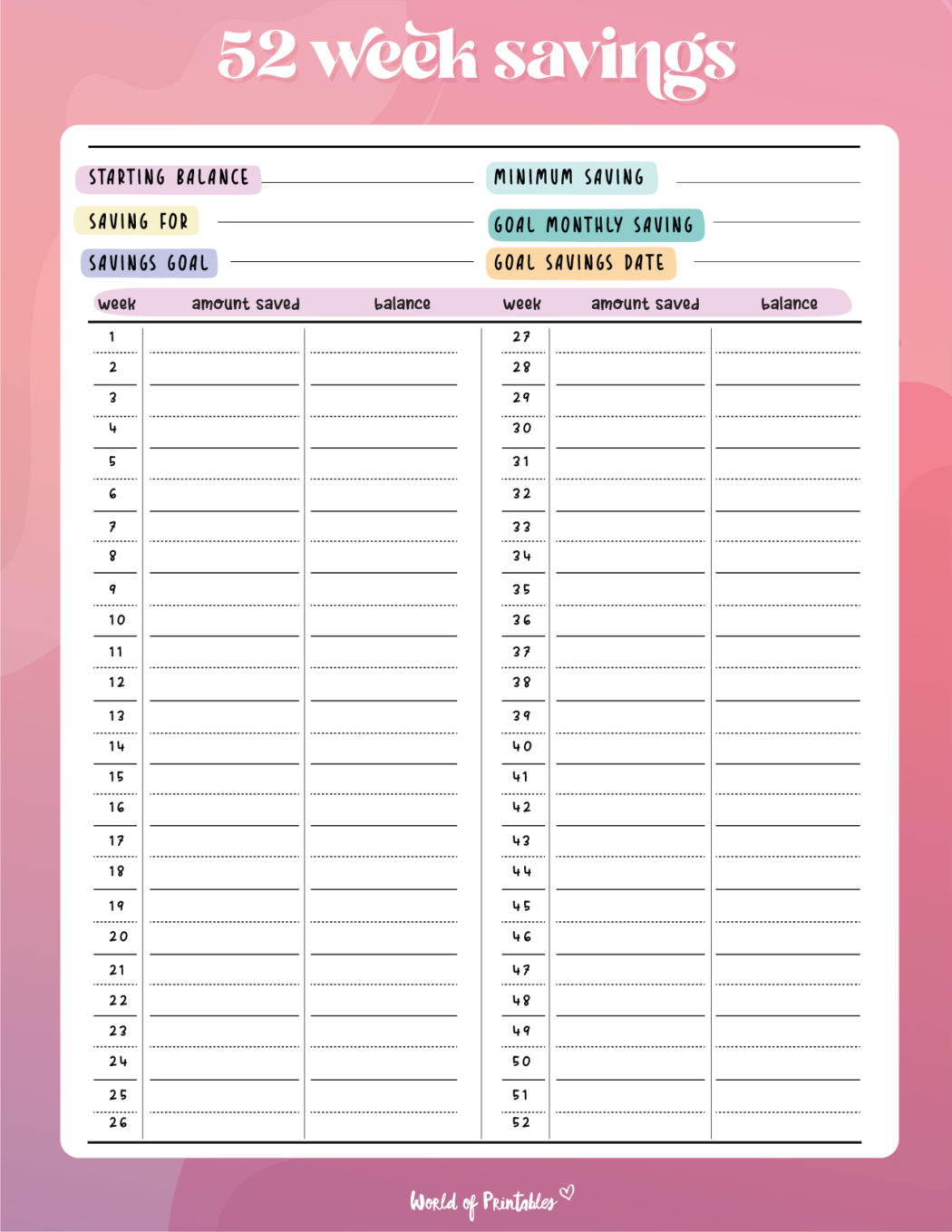 52 Week Money Challenge