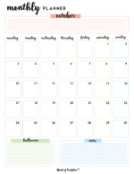 Free Cute October Calendar & Planner Printable Set - World of Printables