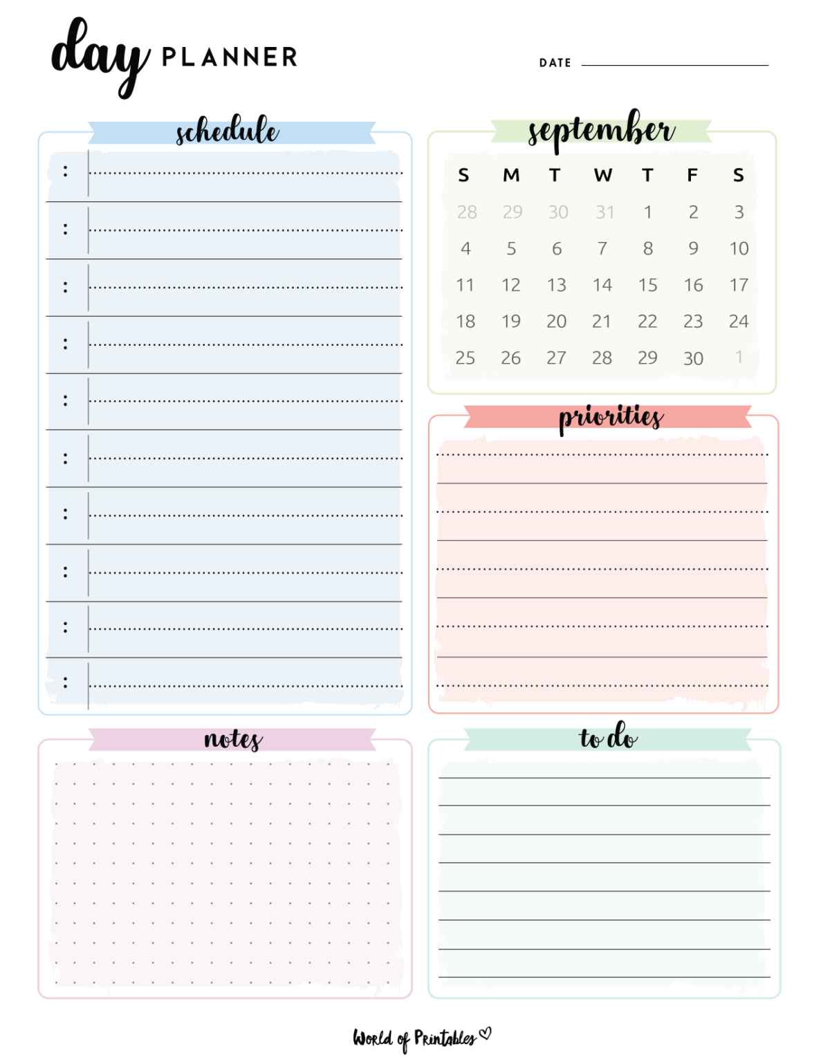 Free Cute September Calendar & Planner Printable Set - World of Printables