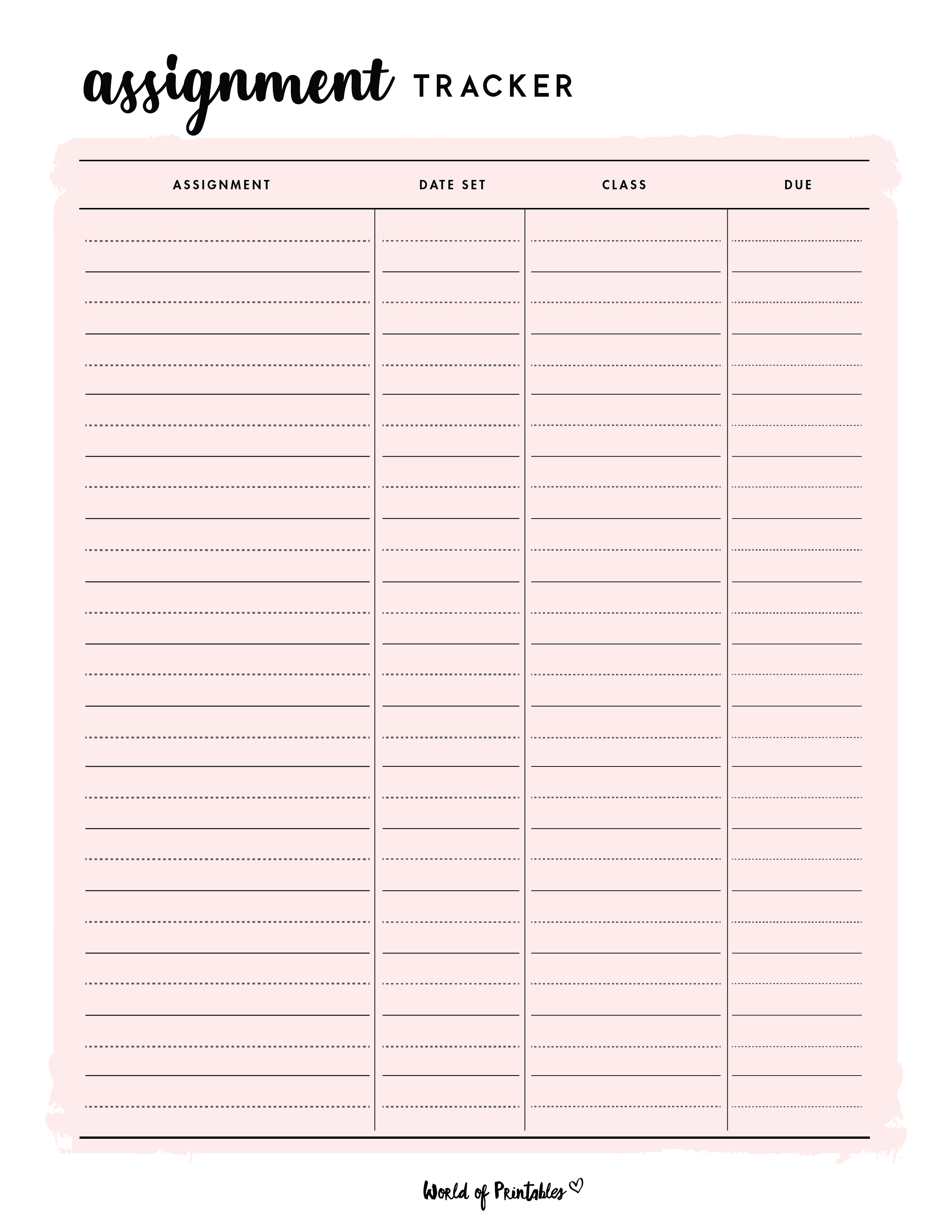 Assignment Tracker Keep Track Of All Your Assignments