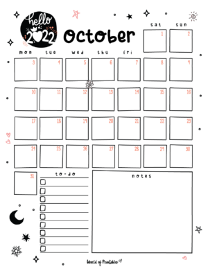 Free Cute October Calendar & Planner Printable Set - World of Printables