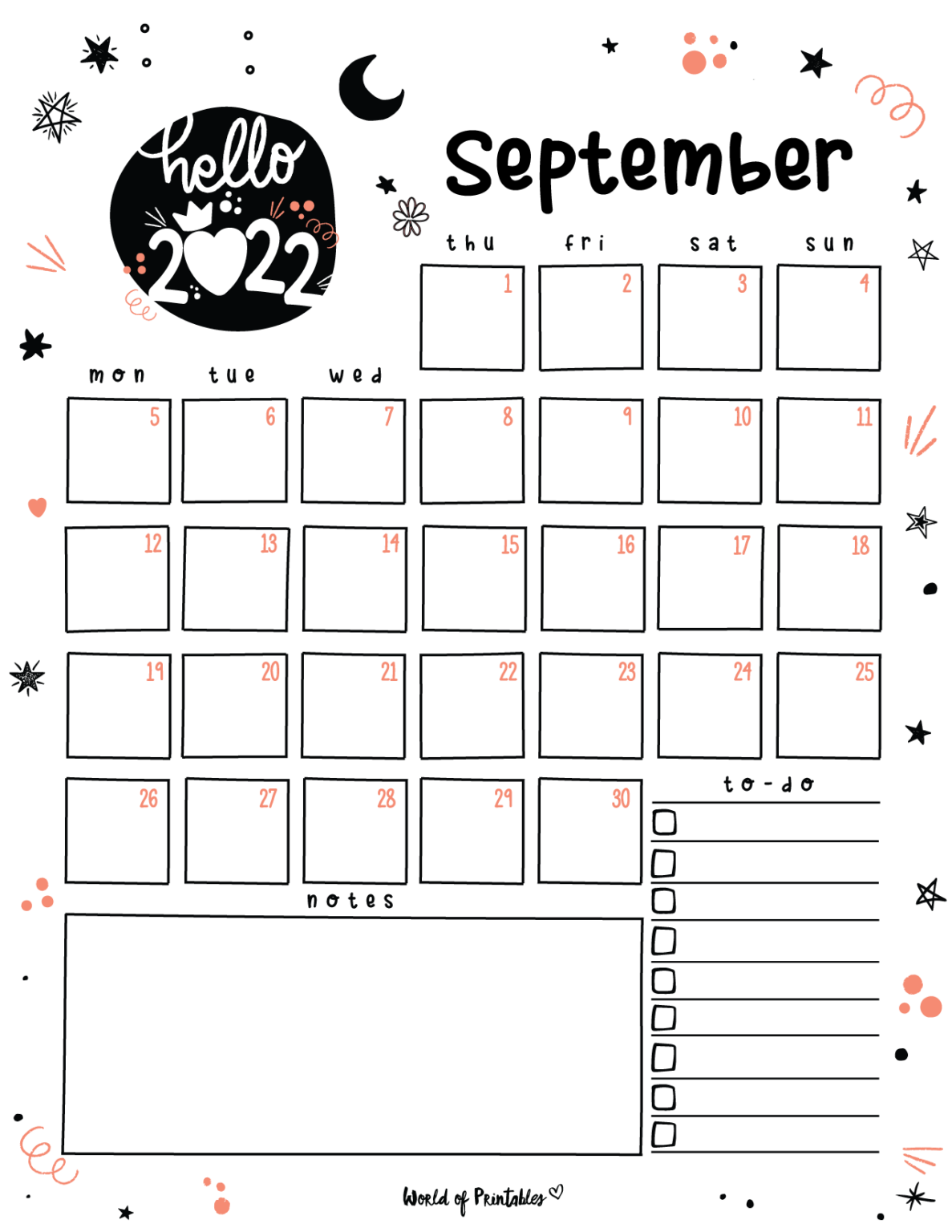 Free Cute September Calendar & Planner Printable Set - World of Printables