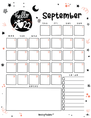 Free Cute September Calendar & Planner Printable Set - World of Printables