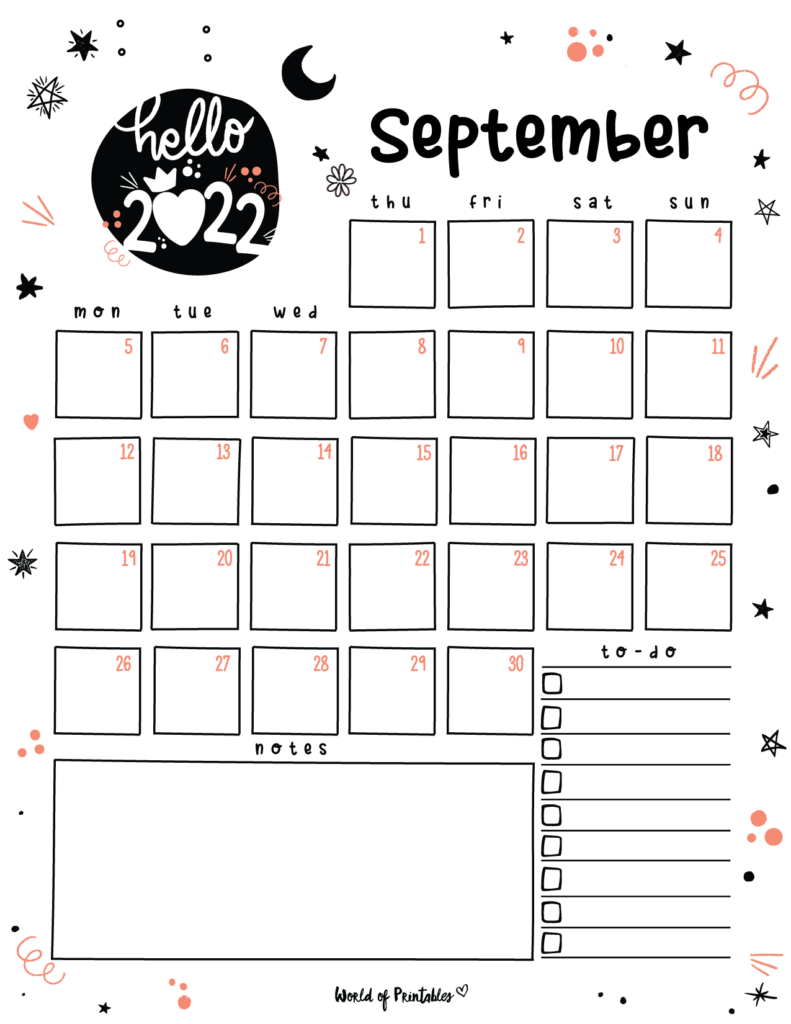 Cute September 2022 Calendar