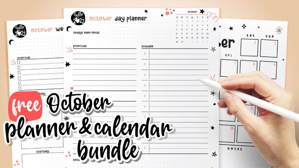 October Planner Calendar Set