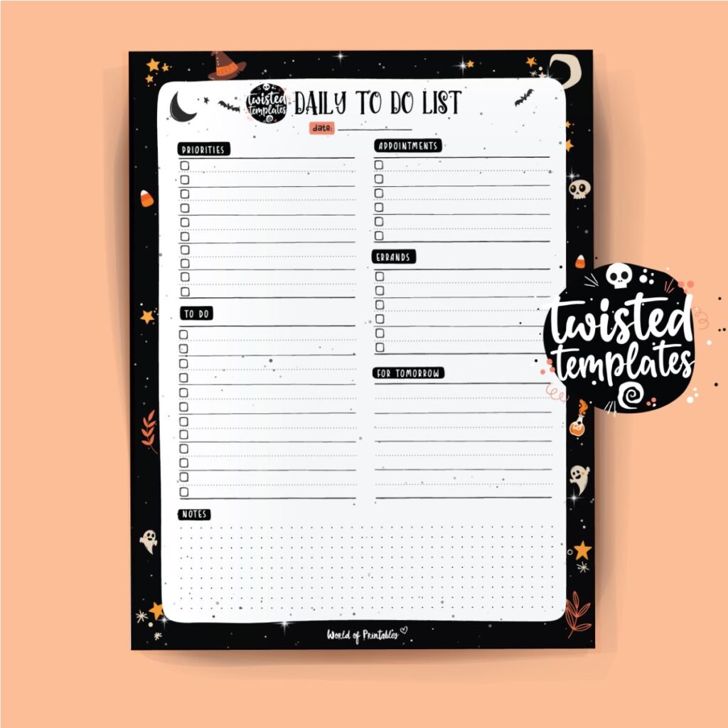 Twisted Templates Daily To Do List