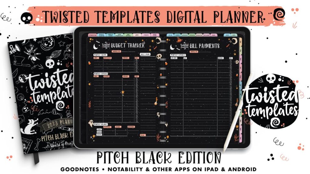 Twisted Templates Digital Planner Pitch Black