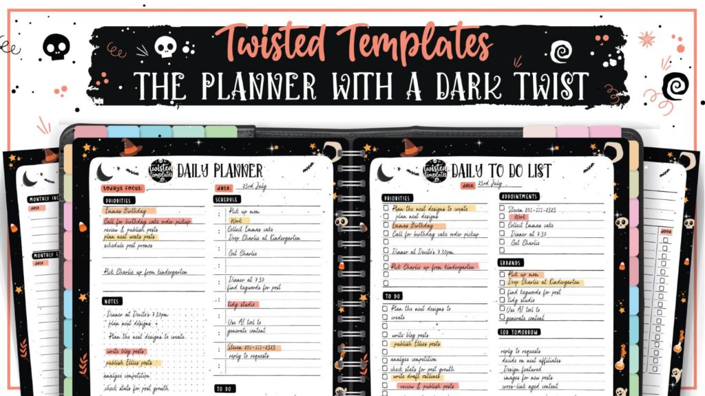 Twisted Templates Example Printable Planner