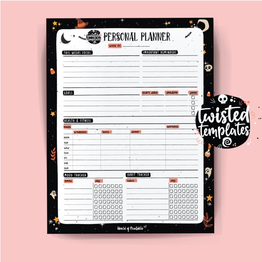 Twisted Templates Personal Planner