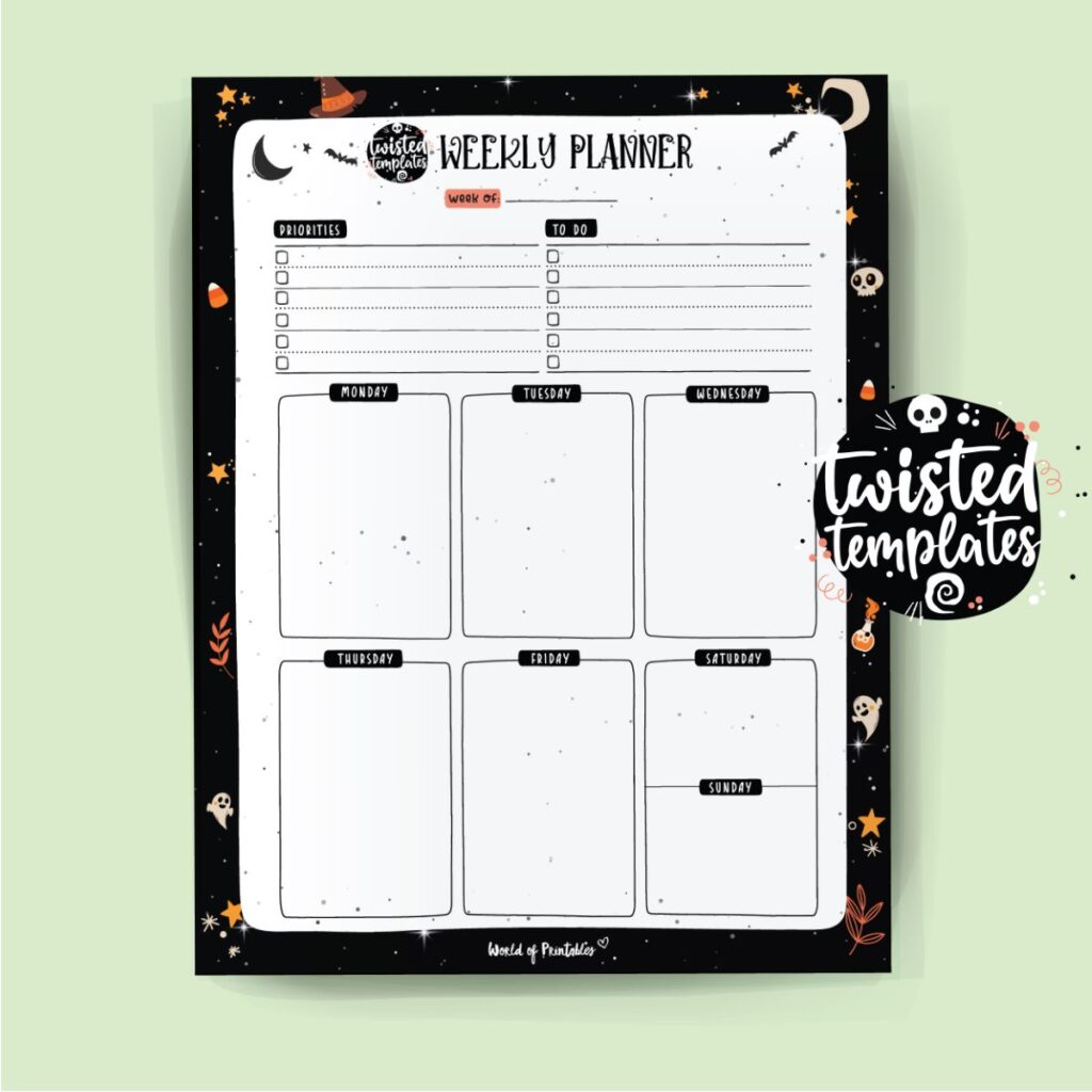 Twisted Templates Weekly Planner