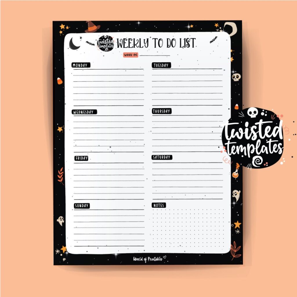 Twisted Templates Weekly To Do List