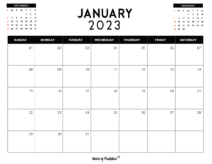 Free Printable January 2023 Calendars - World of Printables