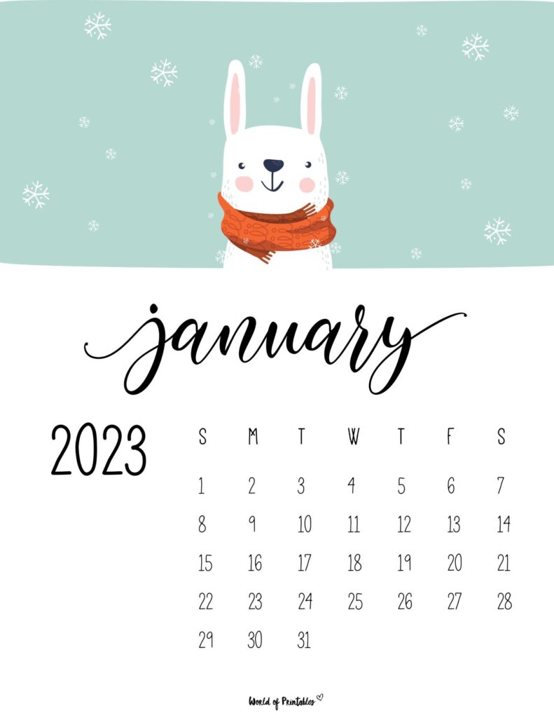 Free Printable 2023 January Calendar Cute Monthly Templates for Kids