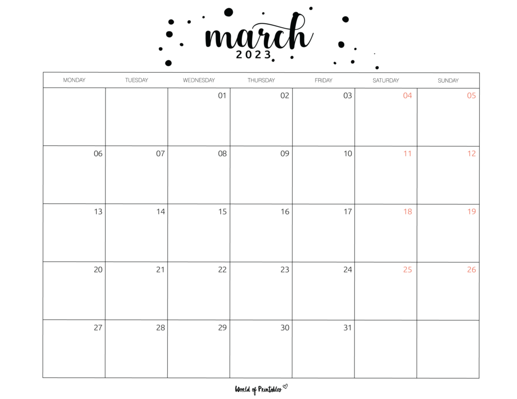 March 2023 Calendars | 100 Styles To Choose From - World of Printables March 2023 Calendars | 100 Styles To Choose From - World of Printables