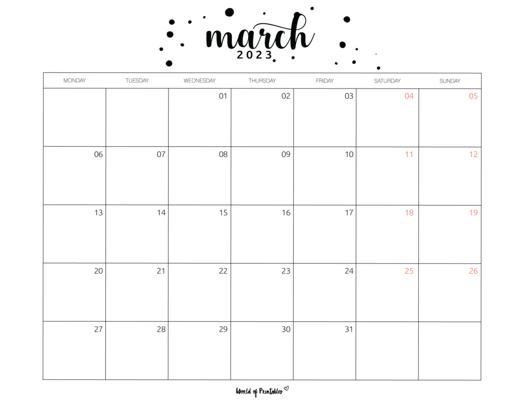March 2023 Calendars | 100 Styles To Choose From - World of Printables