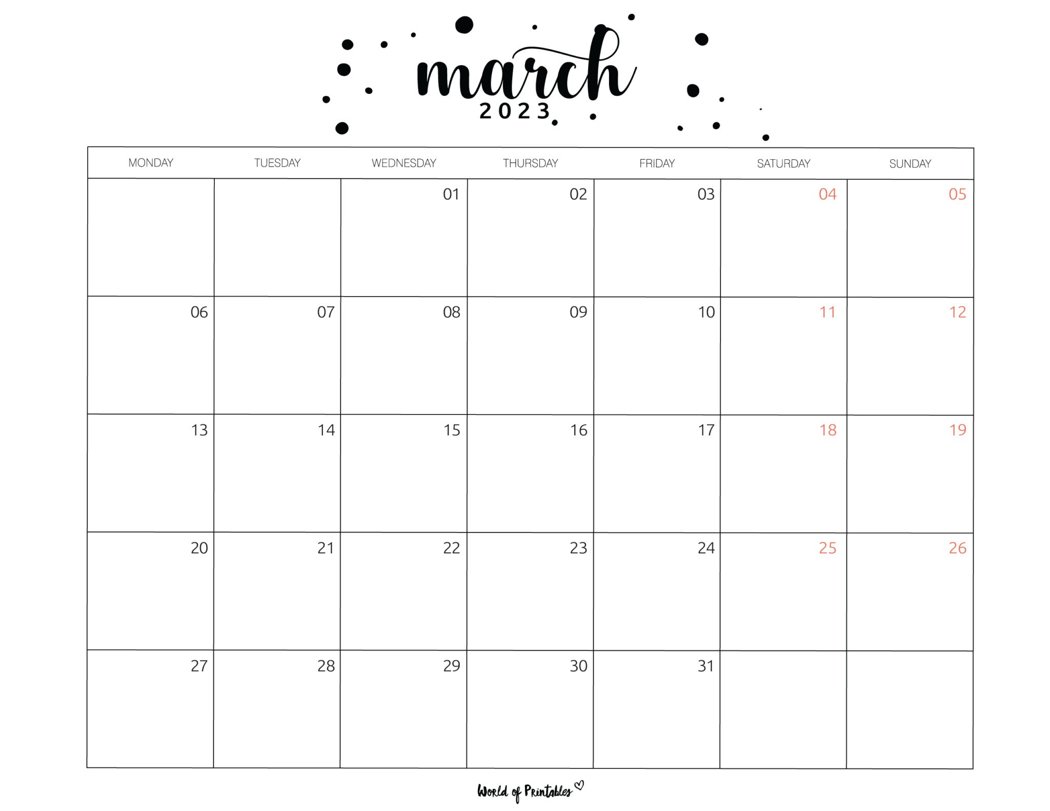 March 2023 Calendars 100 Styles To Choose From World of Printables