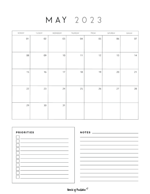 May 2023 Calendars | 100+ Best Printables - World of Printables