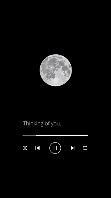 black background with the moon and the words 'thinking of you'