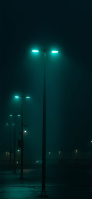 sad aesthetic wallpaper - dark, misty street with street lights