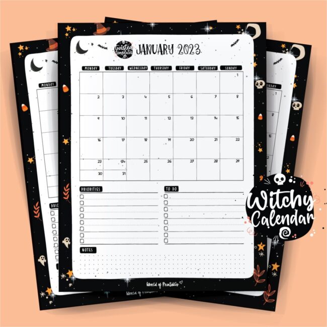 Witchy Calendar 2025 World of Printables