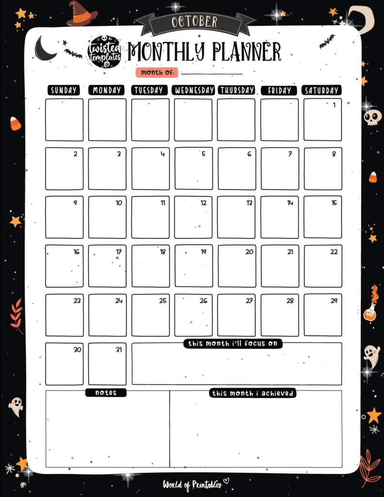 Witchy October Monthly Planner