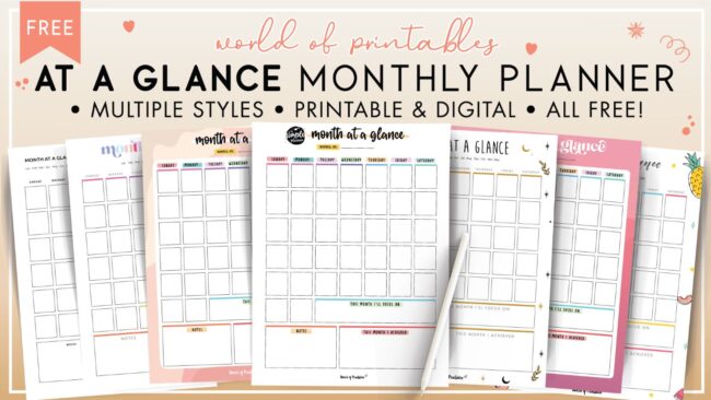 At a glance monthly planner