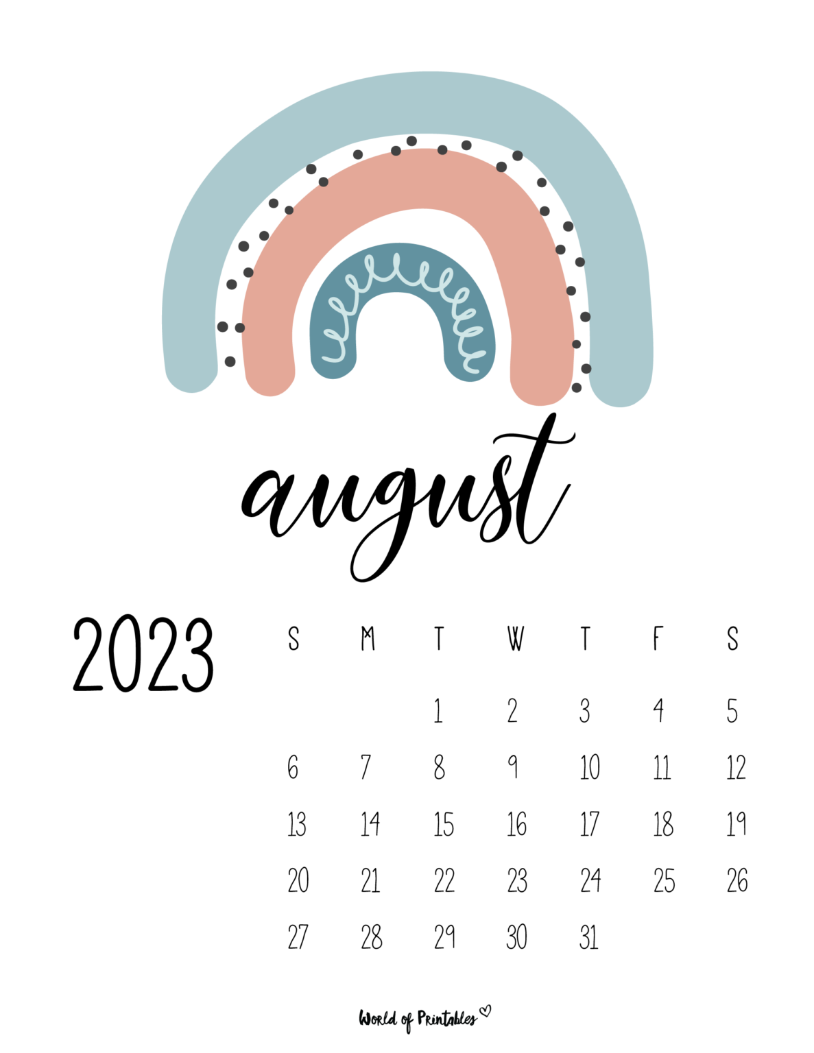 108 Best August 2023 Calendars - World of Printables