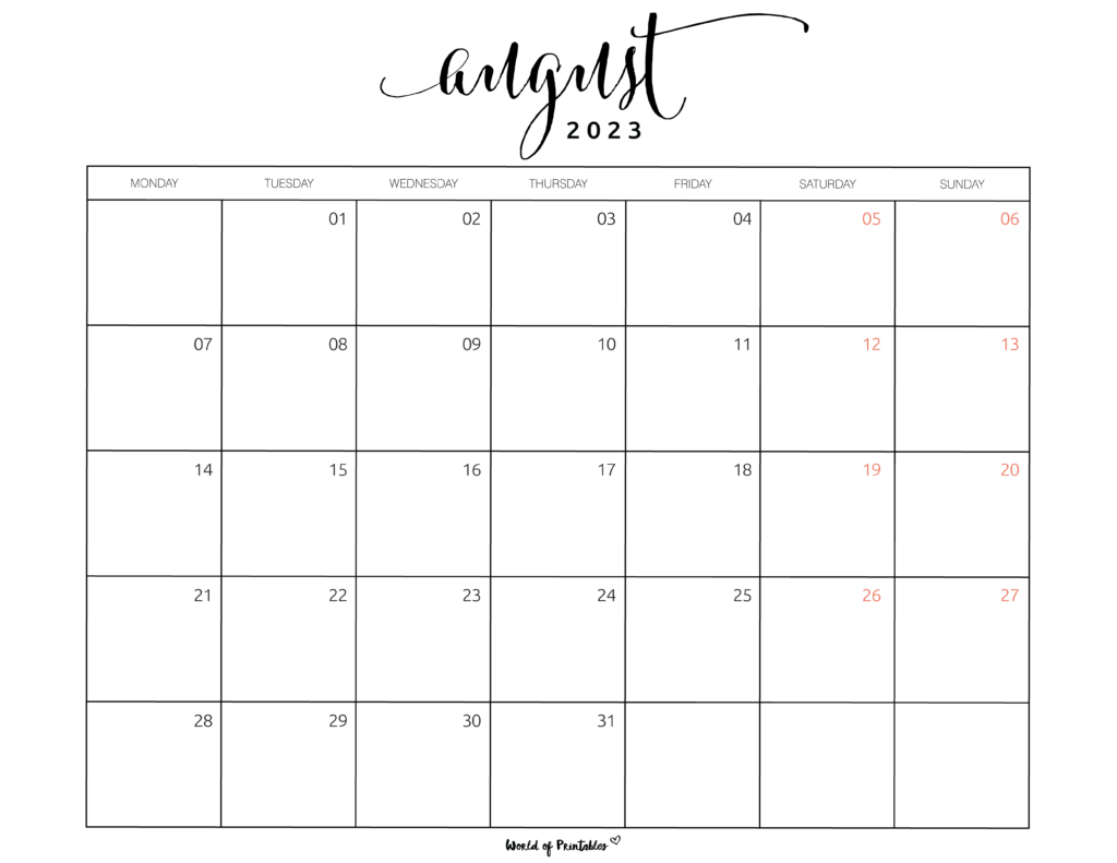 August 2023 Calendar Month - Get Calendar 2023 Update