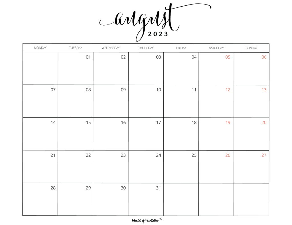 August 2023 Calendar Month Get Calendar 2023 Update