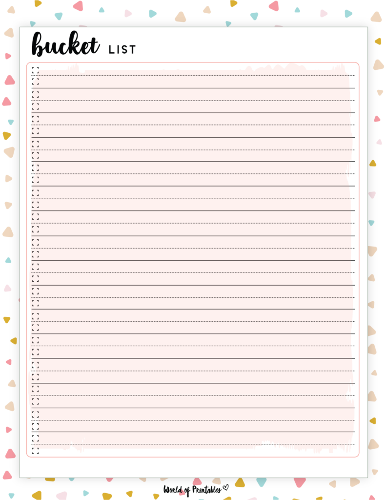 Colorful Bucket List Template