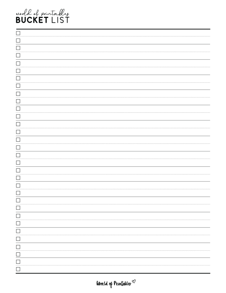 Bucket List Template