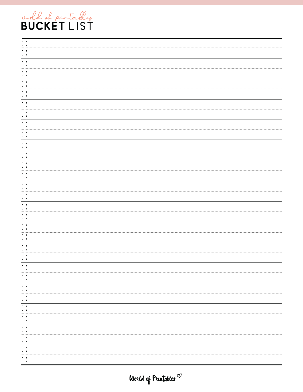 Bucket List Template - 16 Inspirational Styles | World of Printables