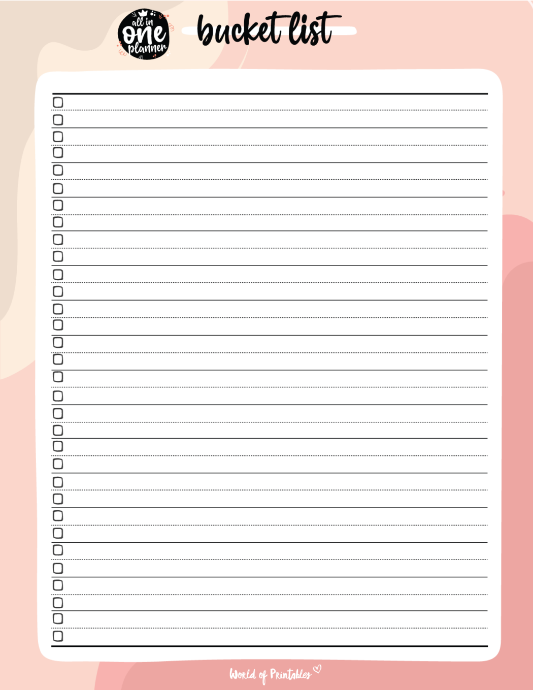 Bucket List Template - 16 Inspirational Styles | World of Printables