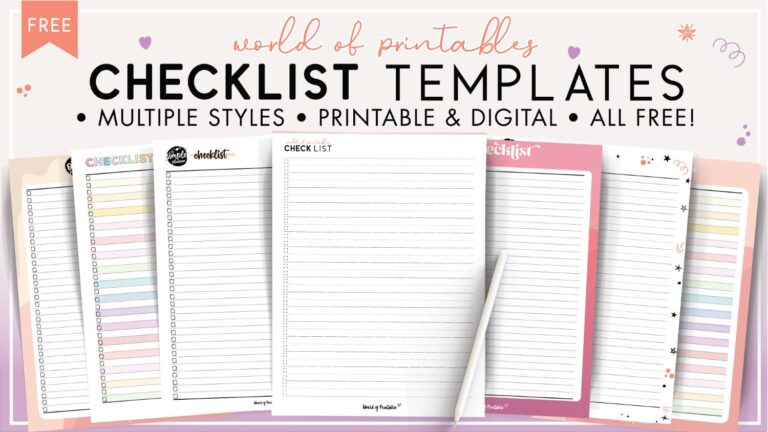 Checklist Template - 25 Free Styles | World of Printables